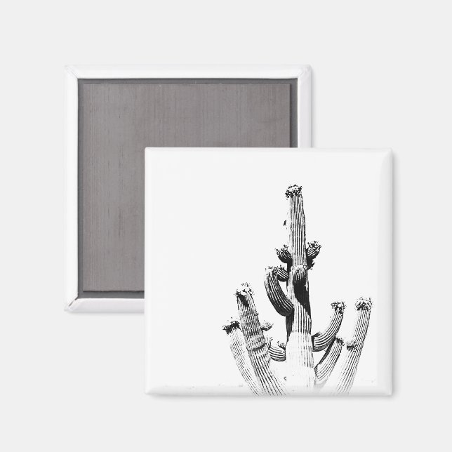 Cactus Black White Photo Art Unique Saguaro Fun Magnet (Front/Back)