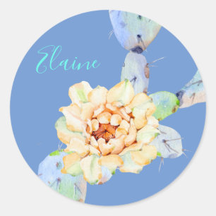 Cactus bloom desert flower watercolor classic round sticker