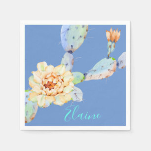 Cactus bloom desert flower watercolor napkin