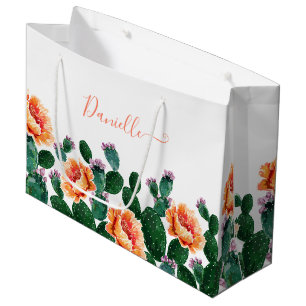 Cactus Blooming with Flowers Large Gift Bag