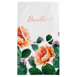 Cactus Blooming with Flowers Small Gift Bag