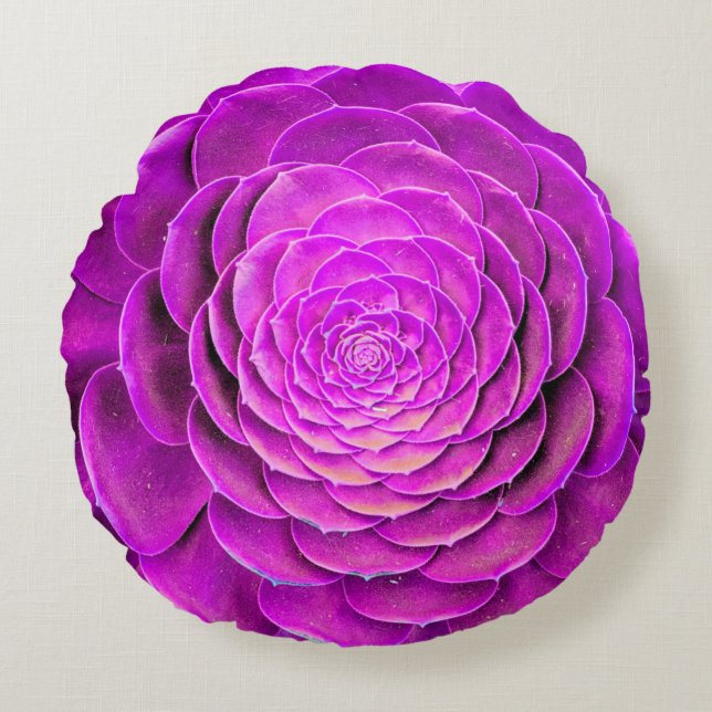 Cactus blossom design round pillow (Front)