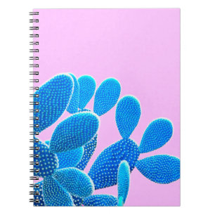 Cactus blue coloured on pink background. Fashion,  Notebook