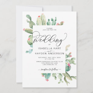 Cactus Boho Cacti Desert  Succulents Wedding  Invitation