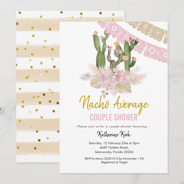 Cactus Boho Nacho Average Couple Shower Invitation (Front/Back)