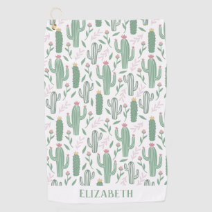 Cactus botanical pattern personalized golf towel