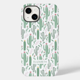 Cactus botanical pattern personalized iPhone 14 case
