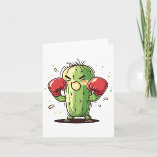 Cactus Boxer Funny Humourous Ly Punch Card
