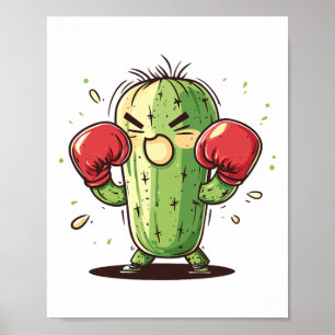 Cactus Boxer Funny Humourous Ly Punch  Poster