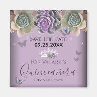 Cactus Butterfly Elegant Quinceanera Save the Date