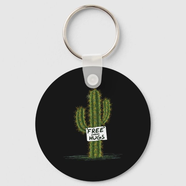 Cactus Cacti Funny Art Humor Sweet Hugs  Keychain (Front)