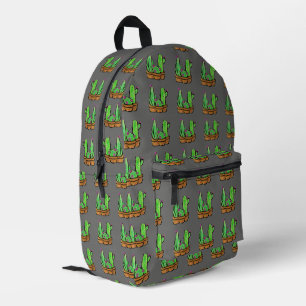  Cactus cacti succulents pattern grey Printed Backpack