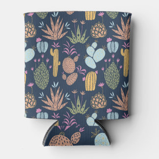 Cactus Charm: Colourful Vintage Floral Can Cooler