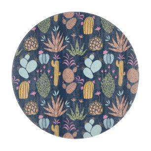 Cactus Charm: Colourful Vintage Floral Cutting Board