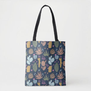 Cactus Charm: Colourful Vintage Floral Tote Bag