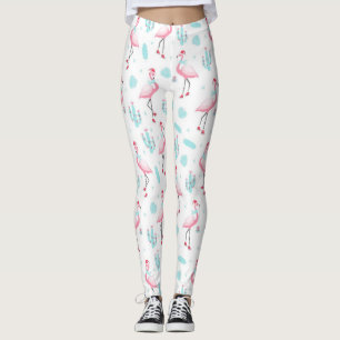 Cactus Christmas Flamingos Leggings