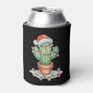 Cactus Christmas Lights Xmas Funny Holiday Family Can Cooler