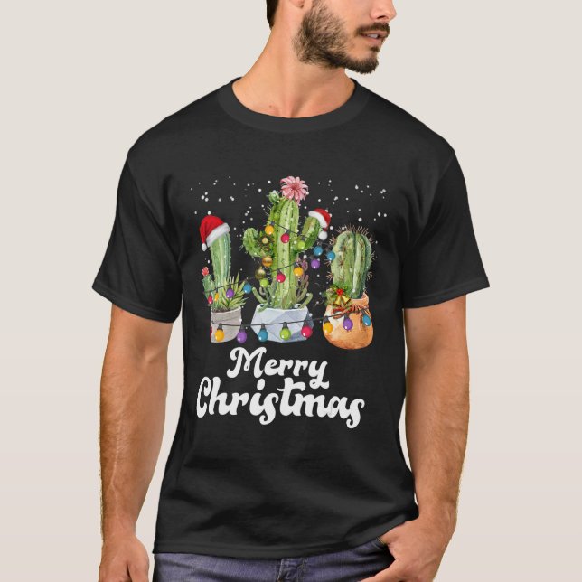 Cactus Christmas Pj Costume Party Plant Lovers T-Shirt (Front)