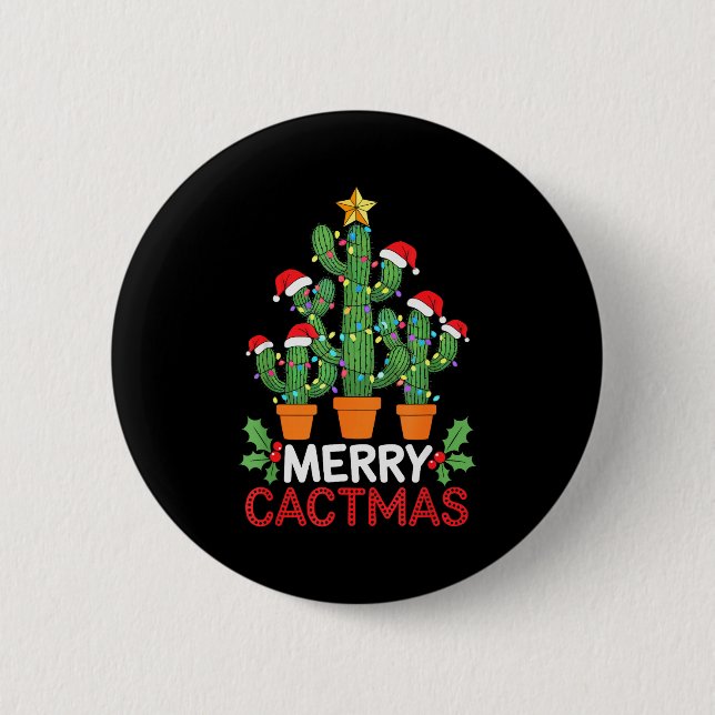 Cactus Christmas Tree Funny Merry Cactmas Cactus M 2 Inch Round Button (Front)