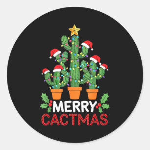Cactus Christmas Tree Funny Merry Cactmas Cactus M Classic Round Sticker