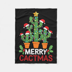 Cactus Christmas Tree Funny Merry Cactmas Cactus M Fleece Blanket