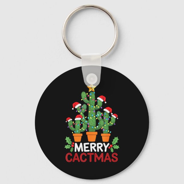 Cactus Christmas Tree Funny Merry Cactmas Cactus M Keychain (Front)
