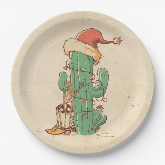 Cactus Christmas tree Paper Plate (Front)