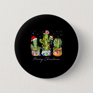 Cactus Christmas Xmas Trees Lights Santa Hat Cactu 2 Inch Round Button