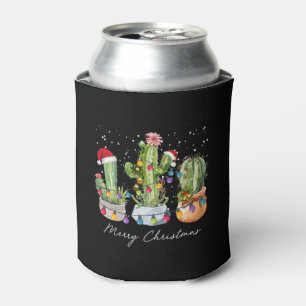 Cactus Christmas Xmas Trees Lights Santa Hat Cactu Can Cooler