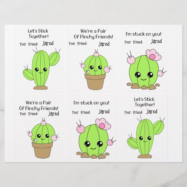 Cactus Class Cards 6 Personalize Name (Front)