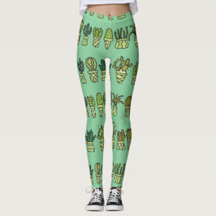 Cactus Collection: Hand-Drawn Doodle Set. Leggings