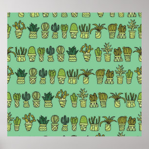 Cactus Collection: Hand-Drawn Doodle Set. Poster