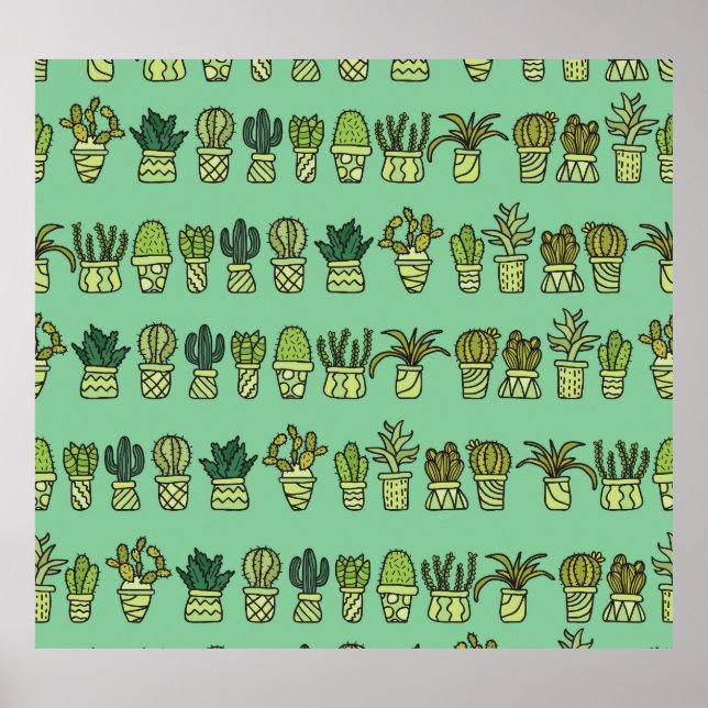 Cactus Collection: Hand-Drawn Doodle Set. Poster (Front)