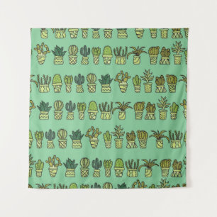 Cactus Collection: Hand-Drawn Doodle Set. Tapestry