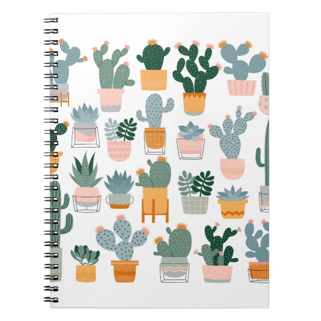 Cactus Collection in Pots Design Notebook (Front)