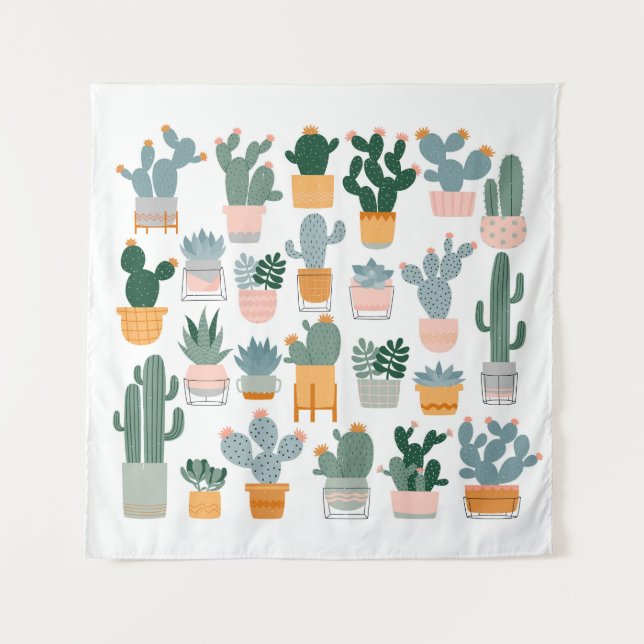 Cactus Collection in Pots Design Tapestry (Front)