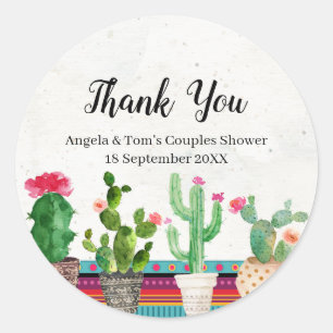Cactus Couples Shower Thank You Sticker