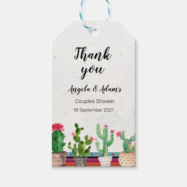 Cactus Couples Shower Thank You Tag (Front)
