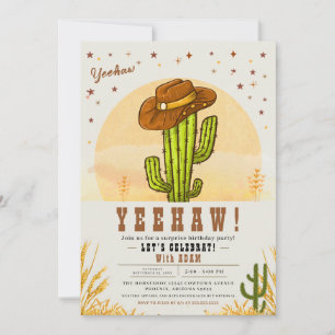 Cactus Cowboy Hats Western Birthday Party Invitation