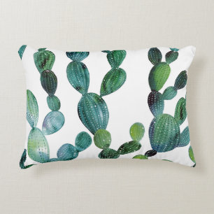 Cactus Craze: Tropical Watercolor Trend Accent Pillow