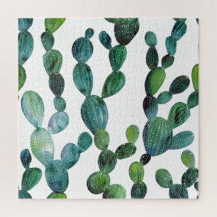 Cactus Craze: Tropical Watercolor Trend Jigsaw Puzzle