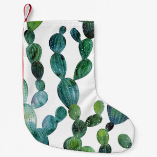 Cactus Craze: Tropical Watercolor Trend Small Christmas Stocking