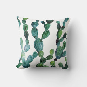 Cactus Craze: Tropical Watercolor Trend Throw Pillow