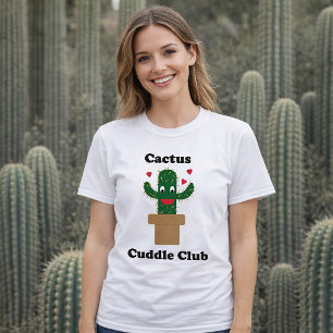 Cactus Cuddle Club Cute Cartoon Cactus with Hearts T-Shirt