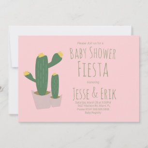 Cactus Cupcakes Pink Baby Shower Invitation