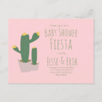 Cactus Cupcakes Pink Baby Shower Invitation
