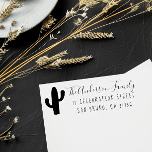 Cactus, Custom Family Name Script & Return Address Rubber Stamp