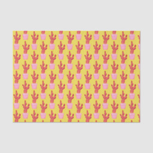 Cactus Cute Modern Yellow Pink Pop Art Pattern Tissue Paper