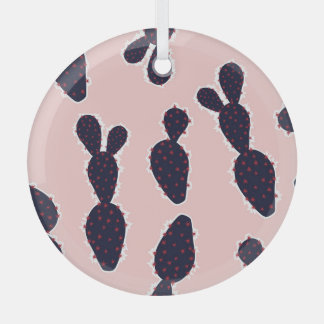 Cactus Cuteness: Sweet Pastel Patterns Glass Ornament