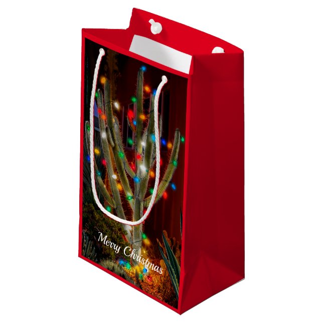 Cactus de Noël avec des lumières brillantes Sac ca (Devant Angle)